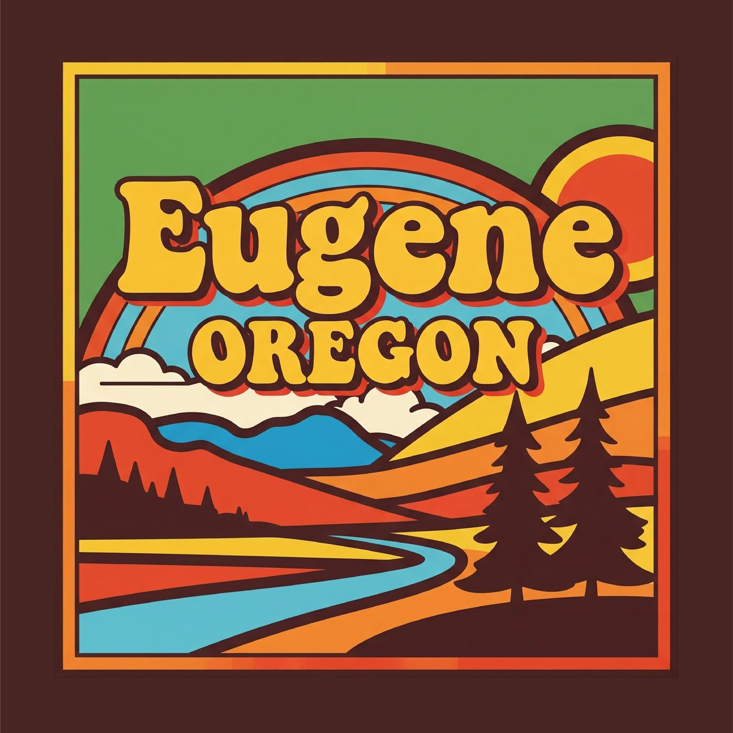 Eugene Oregon Retro Magnet