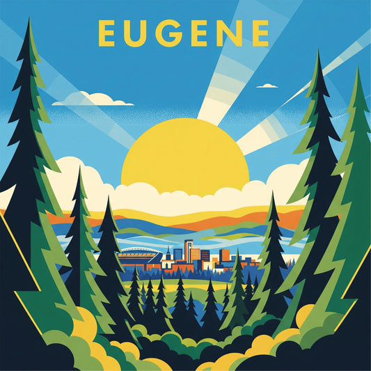 Eugene Oregon Sunset Skyline Magnet
